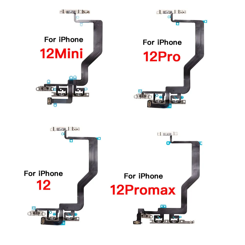 Power Volume Button Flex Cable With Mute Silent Switch Replacement Part for iPhone 12 13 Mini Pro Max