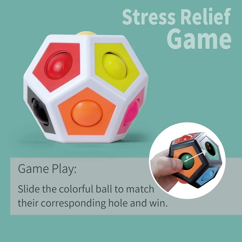 Cubo poligonal arco-íris bola pressão brinquedo alívio do estresse bola quebra-cabeça das crianças brinquedo resistente ao estresse dedo jogo presente