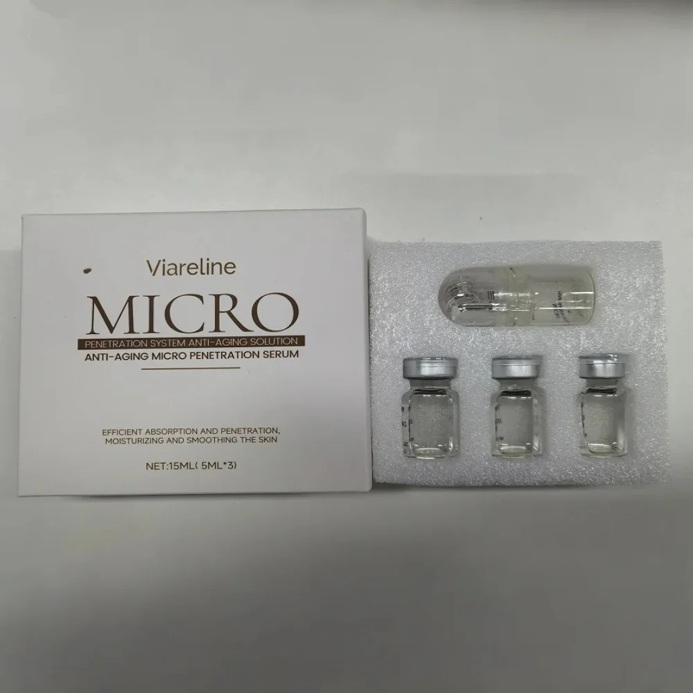Kit de Suero para Microagujas Viareline con Derma Roller, Suero Facial Hidratante y Suavizante que Reduce las Líneas Finas, para el Cuidado Diario de la Piel