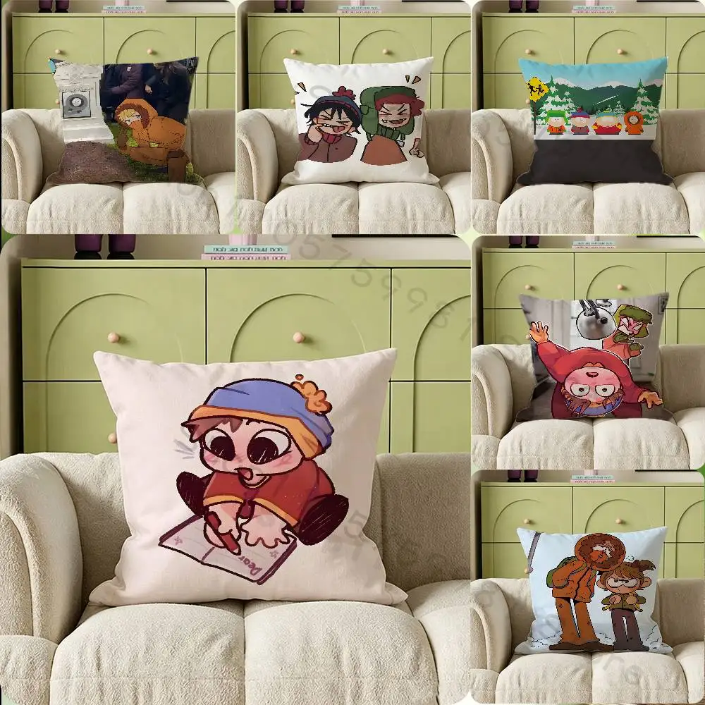 Anime Cute S-South P-Park Print Throw Pillow Cover Square Cushion Case for Living Room Bedroom Decor