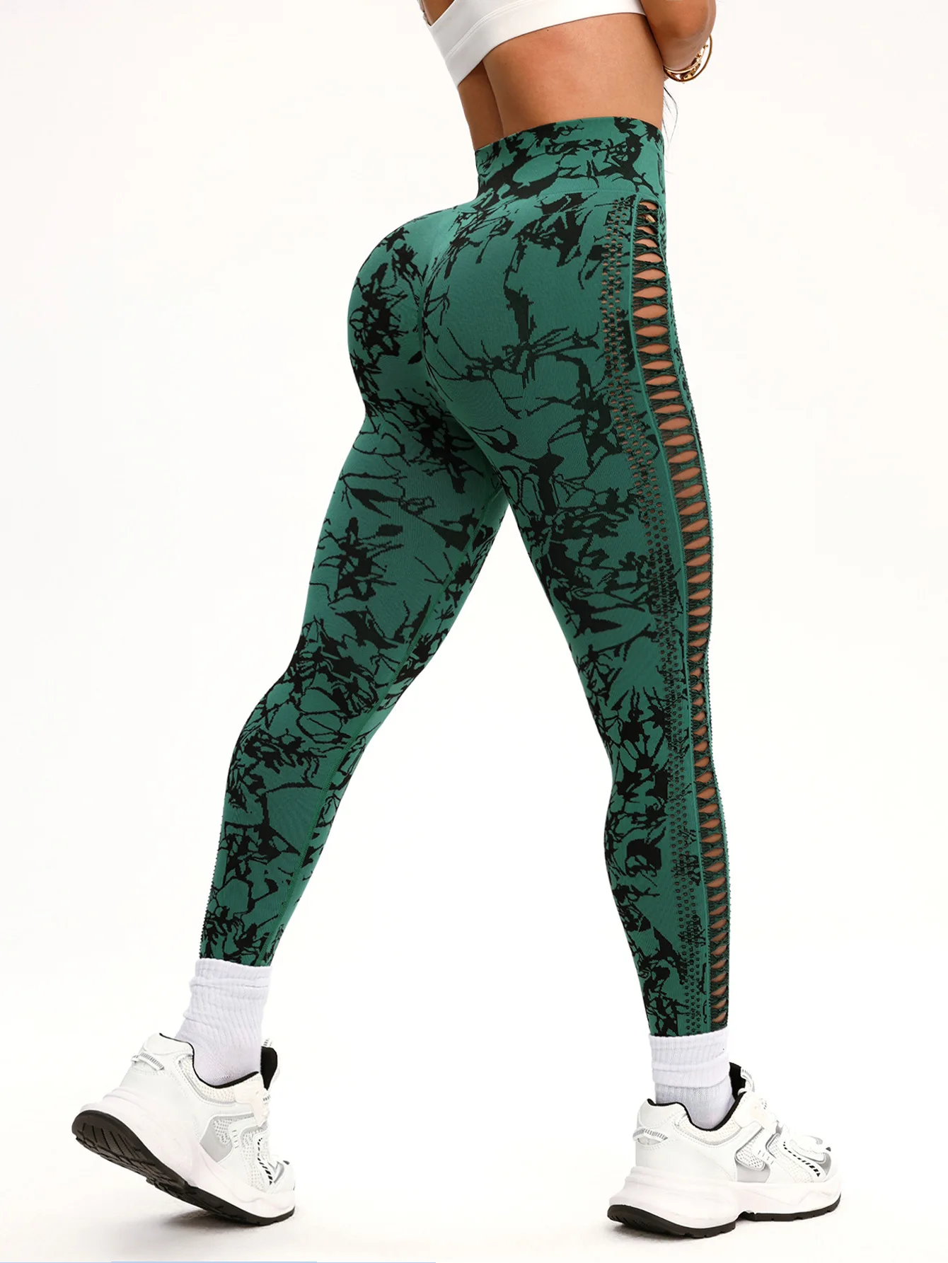 النساء التعادل صبغ الجوف خارج اليوغا طماق عالية الخصر سلس السراويل الصالة الرياضية تجريب الرياضة طماق بسط النساء أكتيفيوير