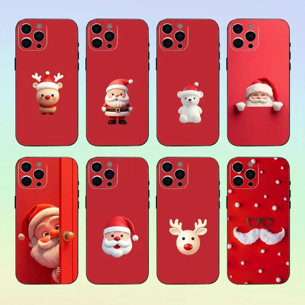 

Christmas Style Phone Case Silicone Soft For IPhone 17 16 15 14 13 12 11 Black Soft Silicone case