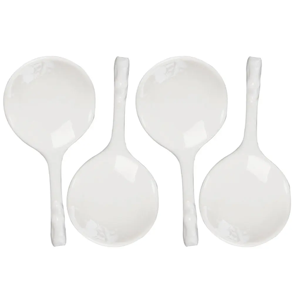 

4Pcs First-Grade Ceramic Spoon Rests Compact Sturdy Scoop Holder for Daily Use Dinner Table Decoration Kitchen Accessories