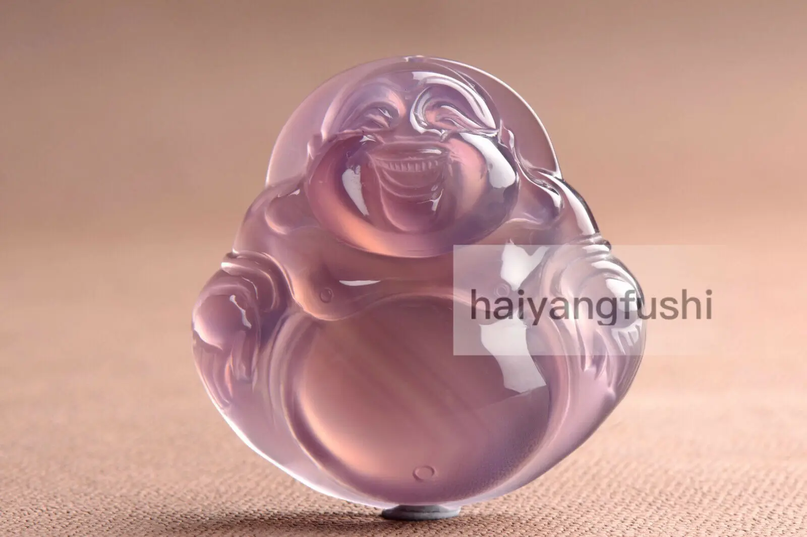 Certified Natural ice lavender Agate Carved Happy Buddha amulet Pendant