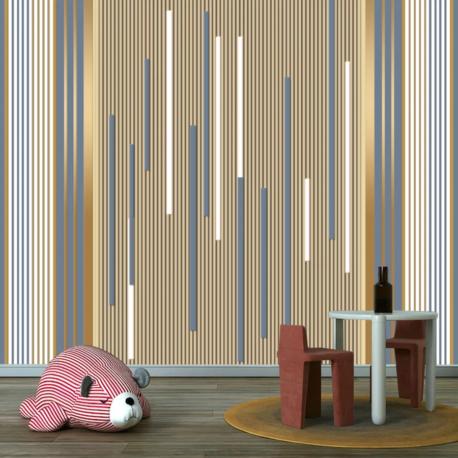 خلفيات قابلة للتقشير واللصق مخصصة لغرفة المعيشة وغرفة النوم ورق حائط ديكور المنزل خط معدني تجديد الأثاث جدارية #3