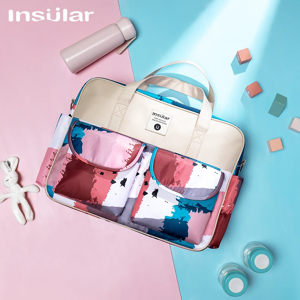 Insular Diaper Bag Waterproof Tote Baby Care Bags Large Capacity Mommy Crossbody Bag Baby Organizer Nappy Backapck