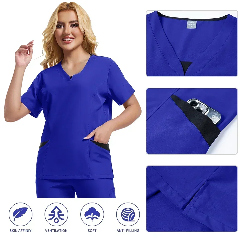 Four seasons elastic quick-drying medical work clothes dentist operating room clothes thin hand wash uniform set can customized