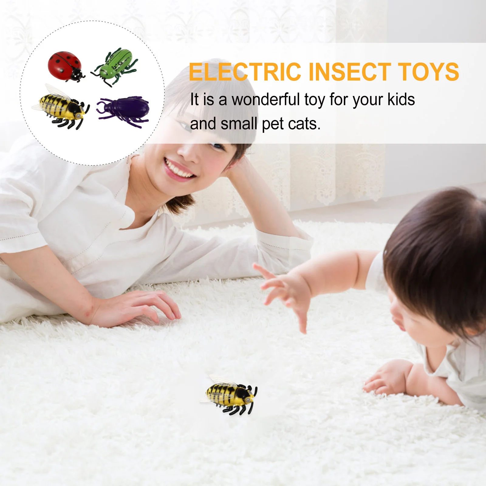 4 pçs brinquedos de cicada elétrica brinquedo de insetos gato teaser mini insetos em movimento andando crianças animal de estimação diversão jogar eficiente aprendizagem prática