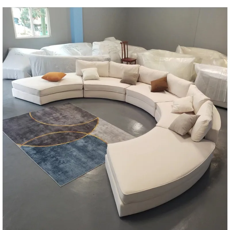 Nordic Modern Fabric Starry Sky Room Hotel Living Room Lobby Semi-circular Sunken Sofa Large Villa Round Sofa