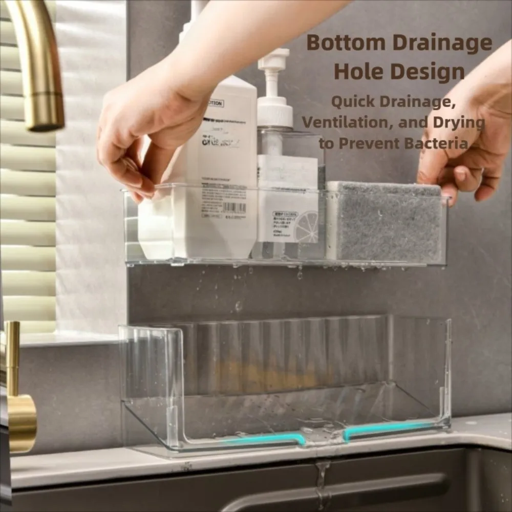 

Multifunctional Kitchen Sink Organizer Double-layer Quick Dry Faucet Sponge Drain Rack Storage Rack Detergent Auto Drain Tray
