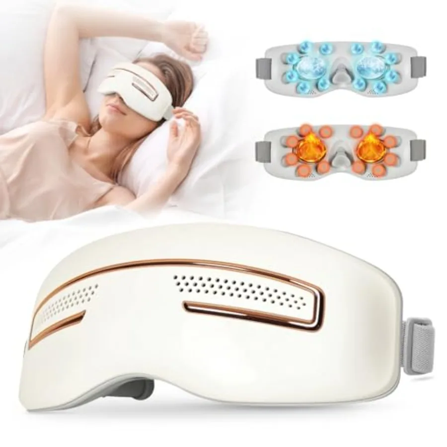 

Smart Eye Massager with Heat and Cooling for Migraine Headache Relief Blue Face Massager Mask with Bluetooth Music Ideal for Dr