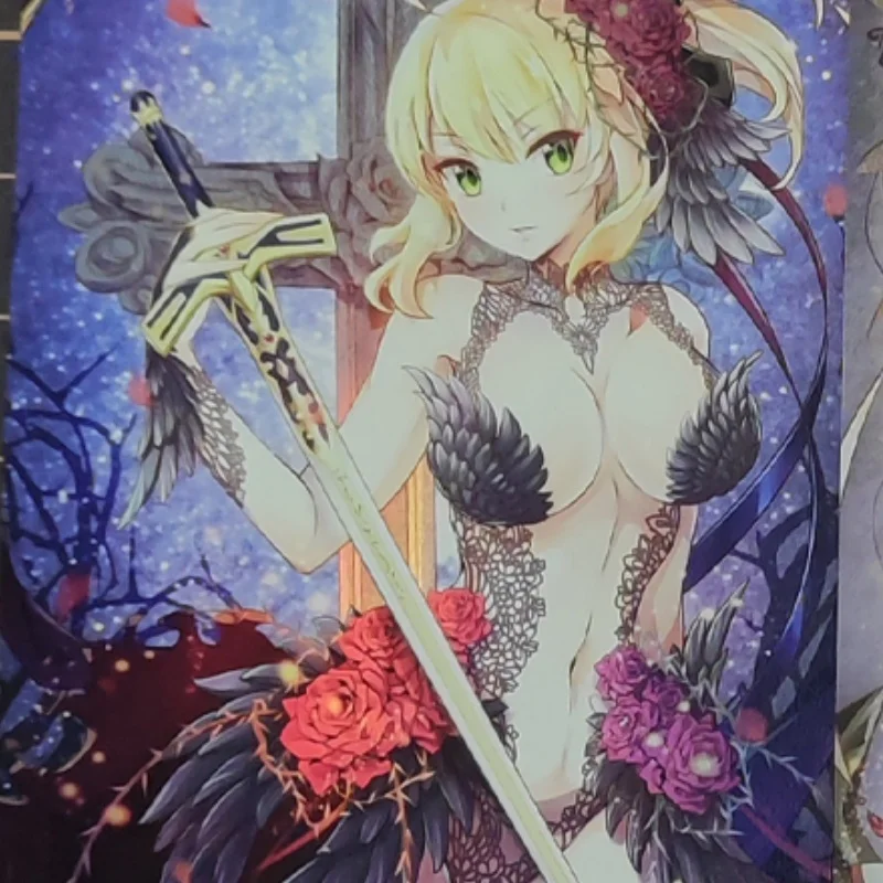 2Pcs/Set ACG Girl Fate Grand Order Cards FGO Saber Nero Claudius Anime Game Characters Color Flash Collection Card DIY Toy Gfit