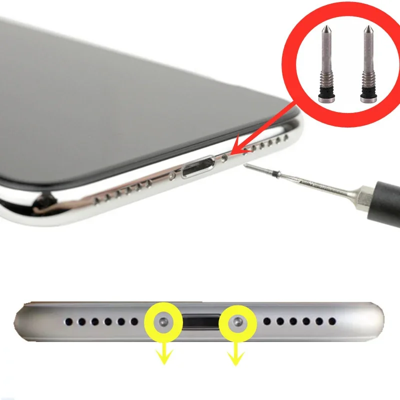 100 Stück hintere Abdeckungsschraube für iPhone 11 12 6S 6 Plus X XR 13 Bottom Dock Connector Five Star Pentalobe Schrauben