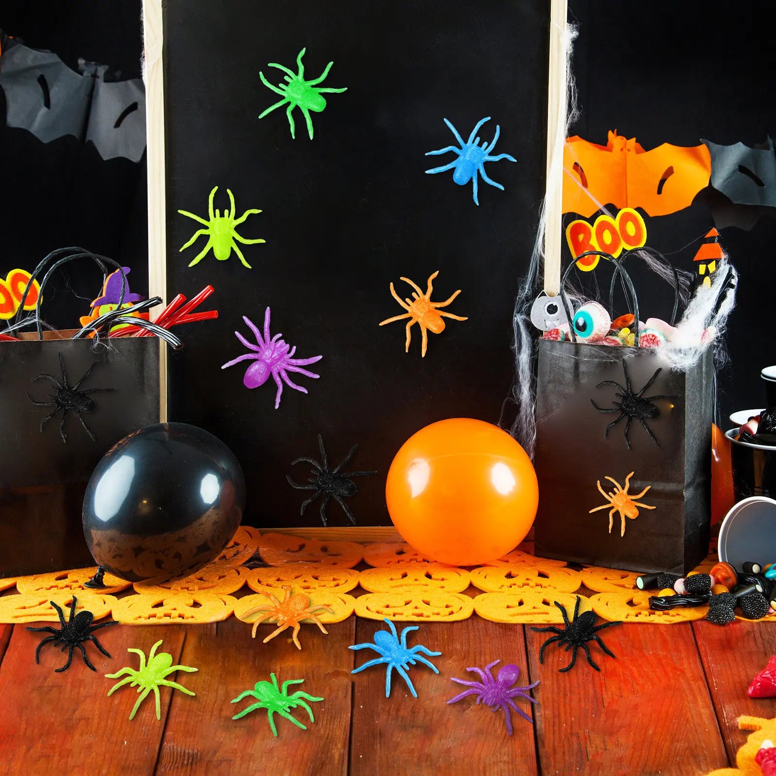 

48Pcs Halloween Stretchy Spiders Soft Elastic Red Spiders for Party Favors Pranks Goodie Bags Pinata Fillers Scary