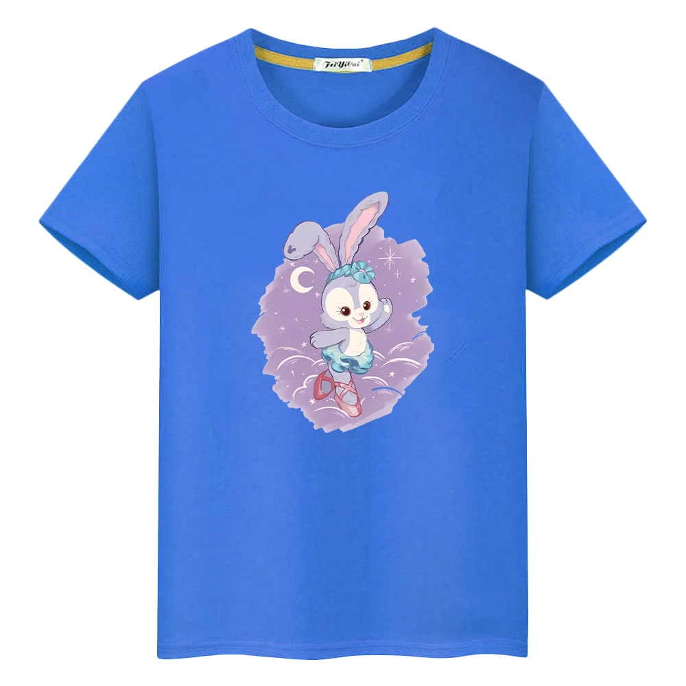 

Disney print 100%Cotton t shirt for kids boy 10years anime Tops Stellalou Casual Short pride tshirt y2k one piece girls clothes