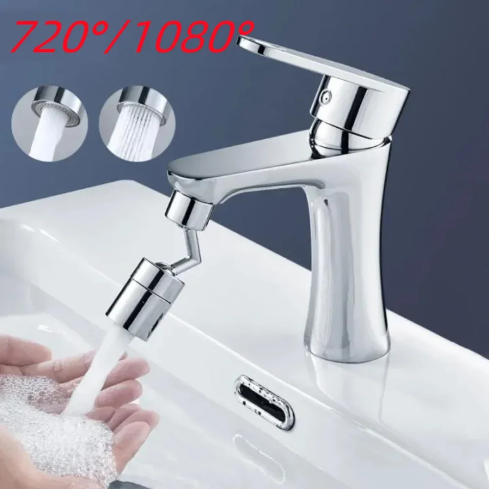 1080° Rotatable Faucet Extender 720° Flexible Plastic 22/24mm Dual Mode Kitchen Tap Extend Water Nozzle Saving Robotic Arm Tap