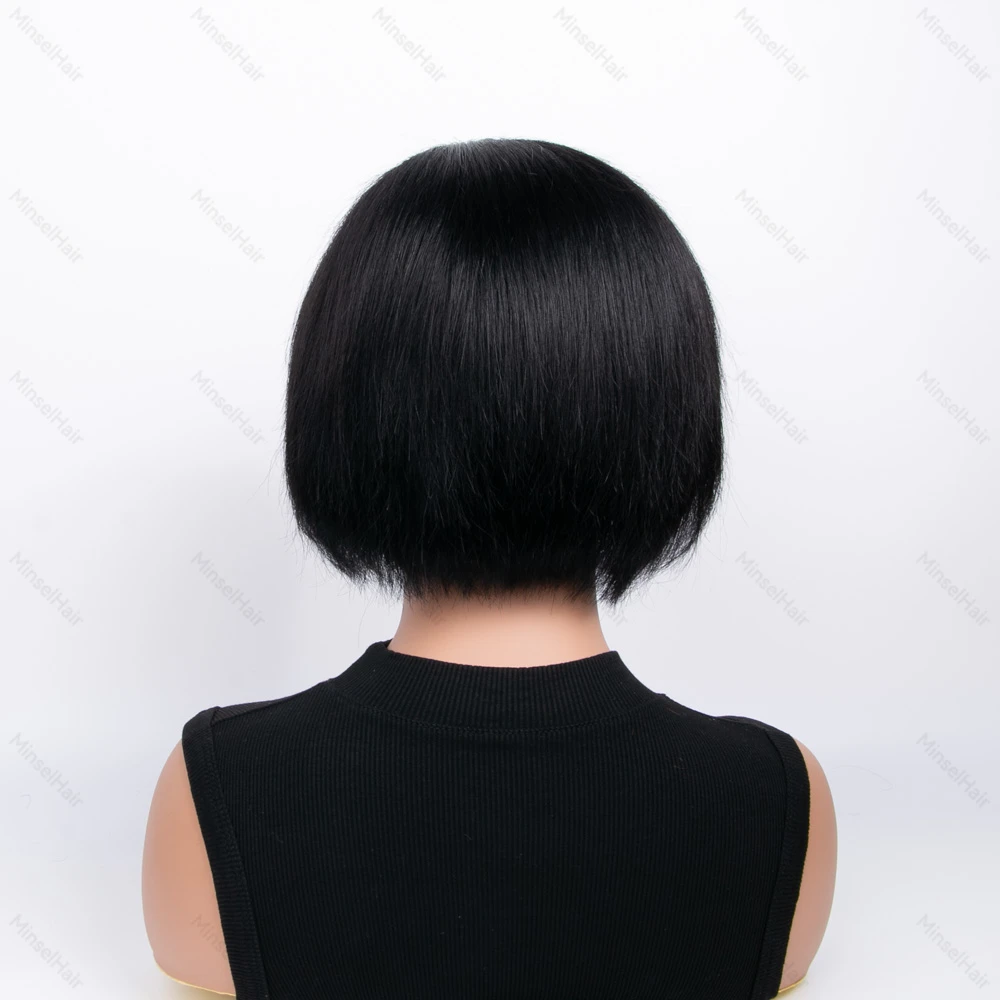 باروكات بوب قصيرة عقال باروكة من شعر طبيعي برازيلي مع عصابة رأس للنساء مصنوعة آليًا بالكامل باروكات شعر بشري مستقيمة
