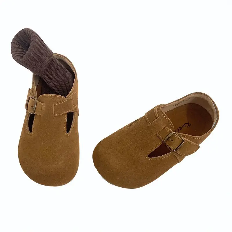 Korean Childrens Shoes 2024 Spring New Leather Childrens Single Shoes Fashionable and Minimalist Shoes