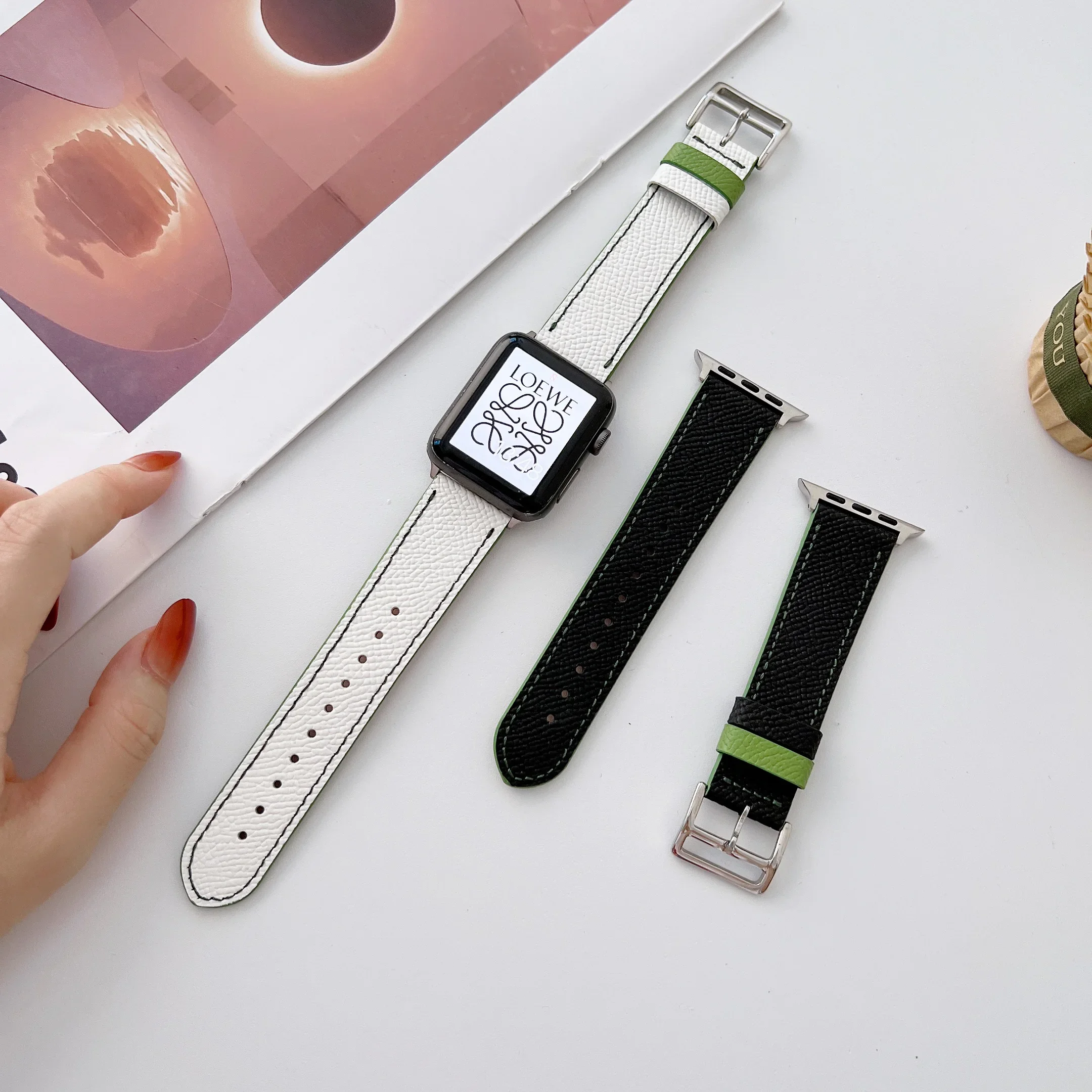 Premium Leather Strap For Apple Watch UItra Band 49mm 45mm 41mm 44mm 42mm 46mm Bracelet Wristband iWatch 10 9 8 7 6 5 4 SE Belt