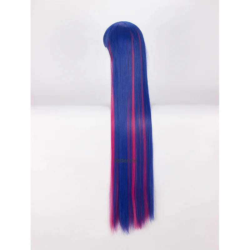 Calcinha e meia com garterbelt, anarquia peruca cosplay, misturado azul e rosa, peruca sintética resistente ao calor, tampa longa 100cm