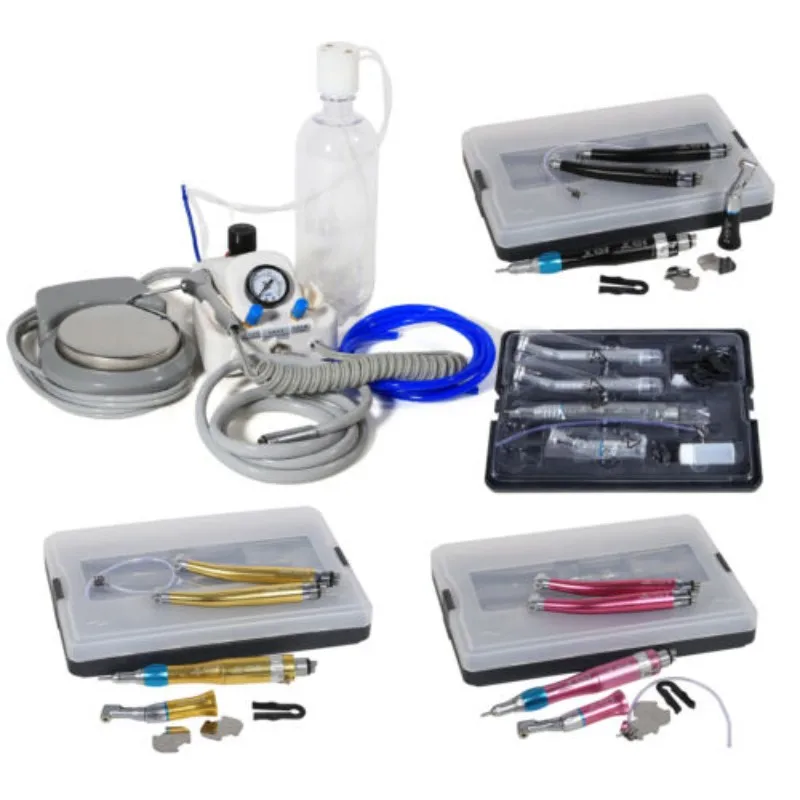 

Dental Portable Air Turbine Unit No Air Compressor /High Low Speed Staight Contra Angle Handpiece Air Motor Kit 4Hole Fit Nsk