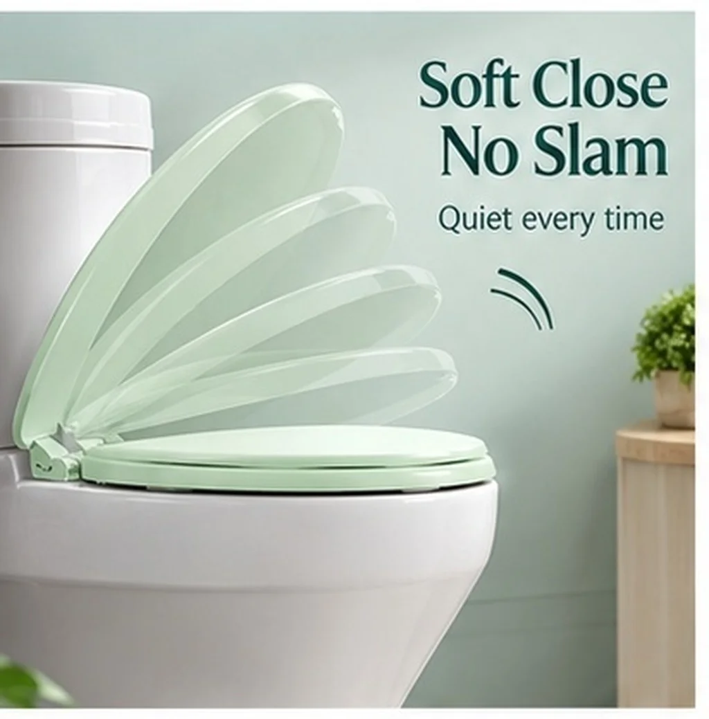 Soft Close Toilet Seat Noise Free U Shaped Soft Foam Cushion Removable Quick Release Anti Slam Lid Silent for Bathroom
