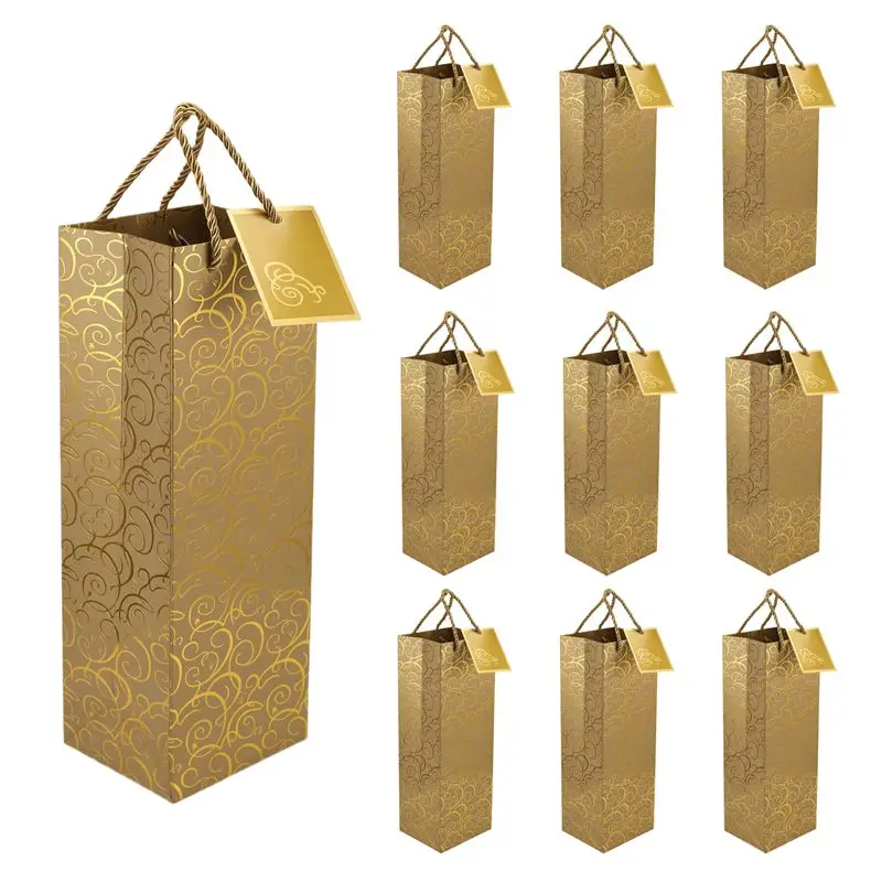 

Пакеты для вина AT13, подарочные пакеты для вина из крафт-бумаги, 10 шт., с ручками, для одной бутылки, оптом, для Рождества, вечеринок