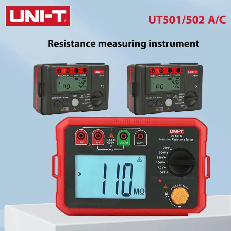 UNI-T UT501A UT501C Isolatieweerstandstester Megohmmeter 1000V 2500V Ohm Meter Megometer Digitale Ohmmeter