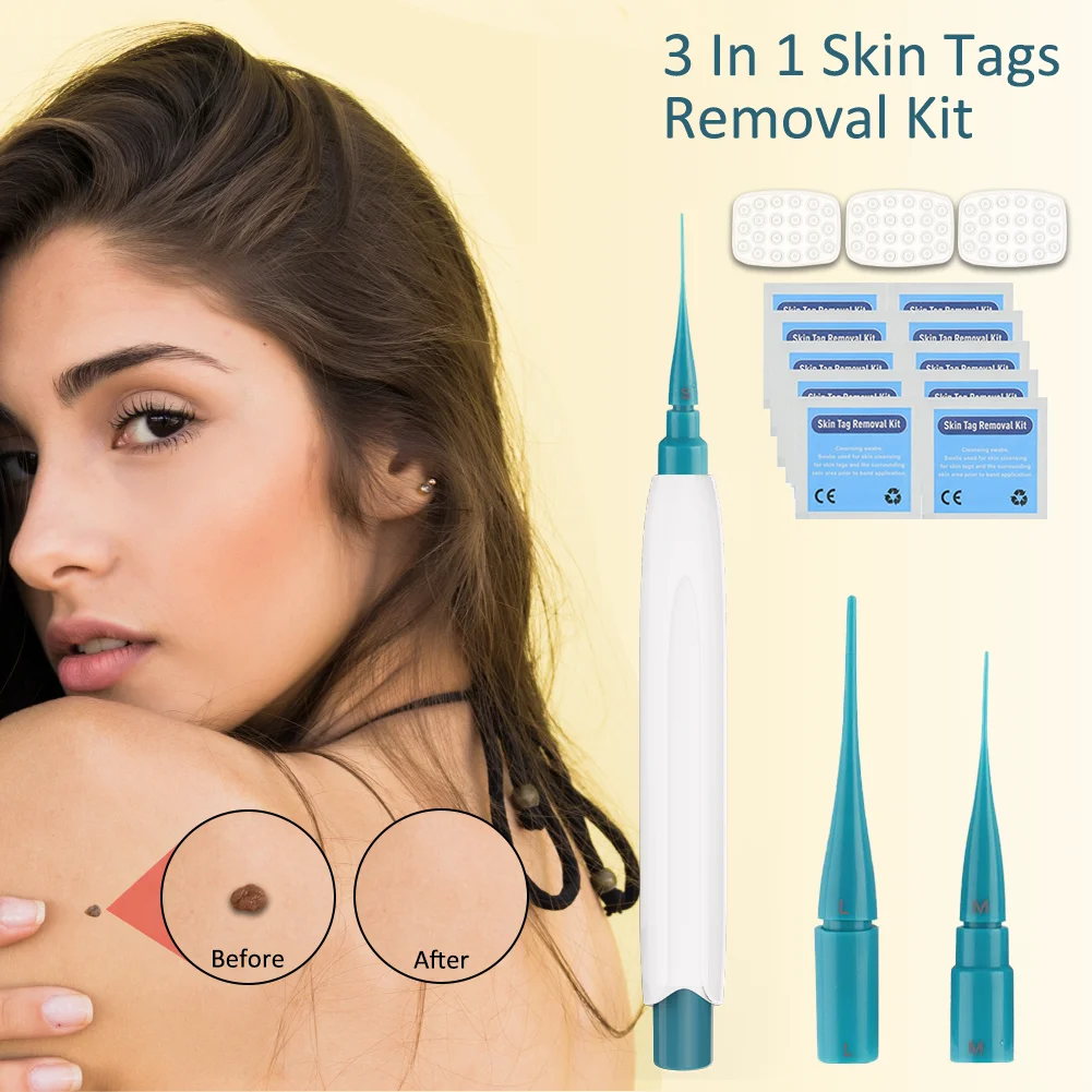 Nuevo Kit 3 en 1 de eliminación de etiquetas de piel para adultos, eliminador de verrugas indoloro, microeliminación de etiquetas de piel mejorada, herramientas de belleza para el cuidado facial