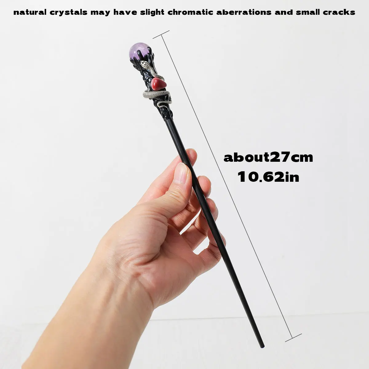 1PC Natural Crystal Ball Scepter Witch Magic Stick Fairy Wand Prop Wood Stick Household Supplies