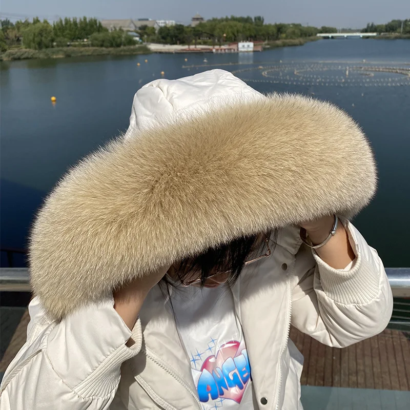 Fox Fur Collar Women\'s Coat Decoration Large Fur Collar Scarves For Ladies Coat Fur Collar Scarves Women Fur Shawl Scarves