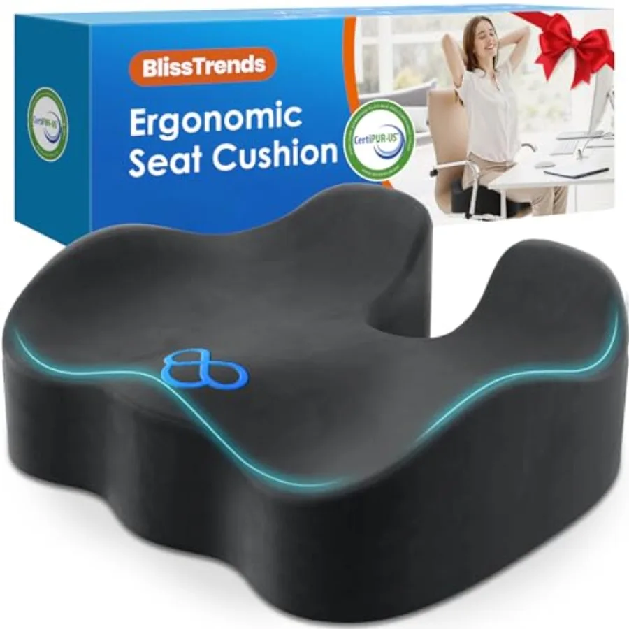 

Подушка Chion5.2in из пены с эффектом памяти для офисного кресла, автомобиля, самолета, снимающая давление и боль в спине при длительном сидении для офисных работников и водителей.