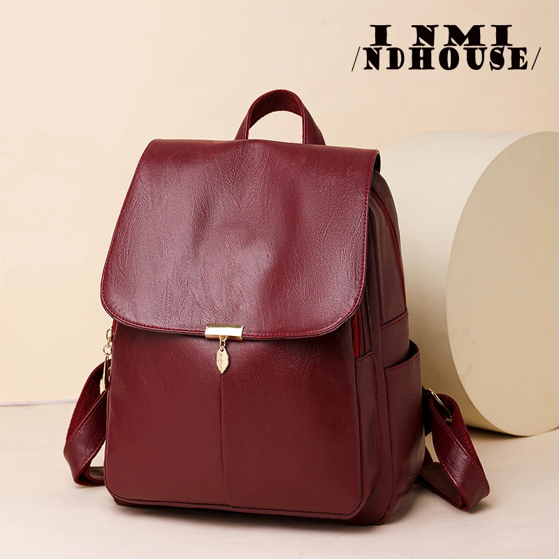 

Women Large Capacity Backpack High Quality Leather Vintage Bags for Women School Bags Travel Rucksack Ladies Bookbag Knapsack