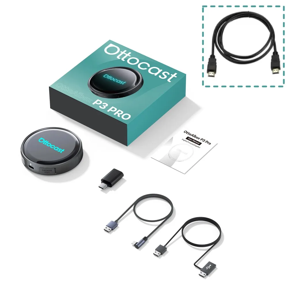 Ottocast P3 Pro Wireless Carplay Box Android Ai Box 8+128G Android