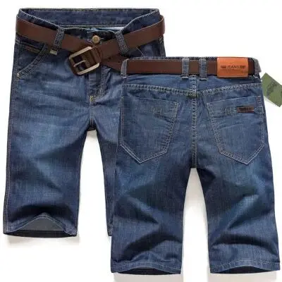 

Летние тонкие мужские джинсовые шорты больших размеров, свободные повседневные прямые джинсы из хлопка, молодежные, модные, длиной 5/7.