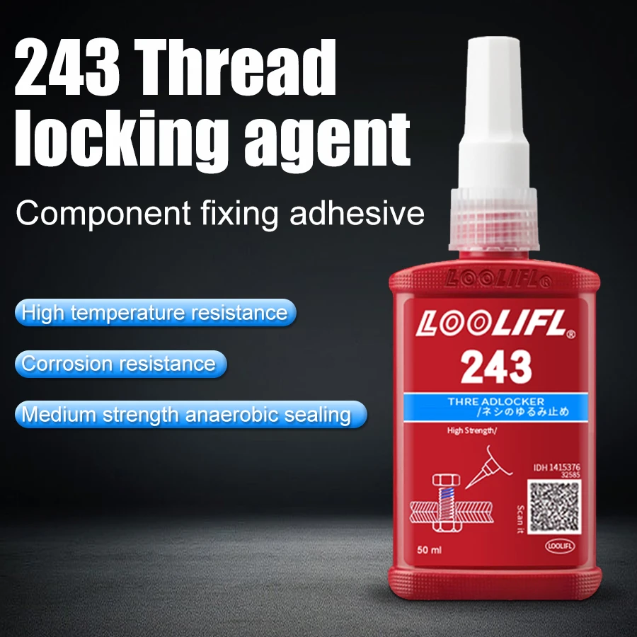 LOOLIFL 50 ml Medium Strength Threadlocker (blue) Glue 243 Threadlocker (blue) Firm Screw Glue Anaerobic Anti Loosening Agent