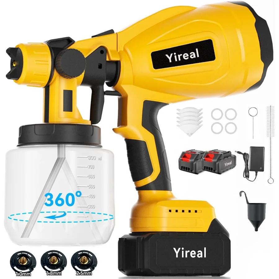 

Беспроводной распылитель краски с батарейным питанием, пистолет-распылитель для домашней живописи, мебели, шкафов, забора, стены, в комплект входит 2 x 2000 мА