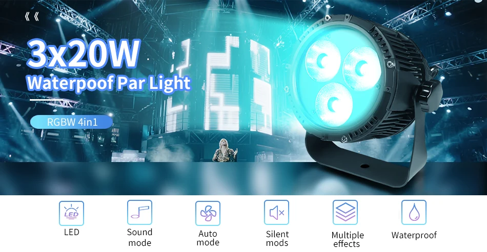 4 Stück Aluminium IP65 Wasserdichtes LED-Par-Licht DMX512-Steuerung 3X12W RGBW LEDs Bühnenlicht für DJ Disco Konzert Party – Detail 1