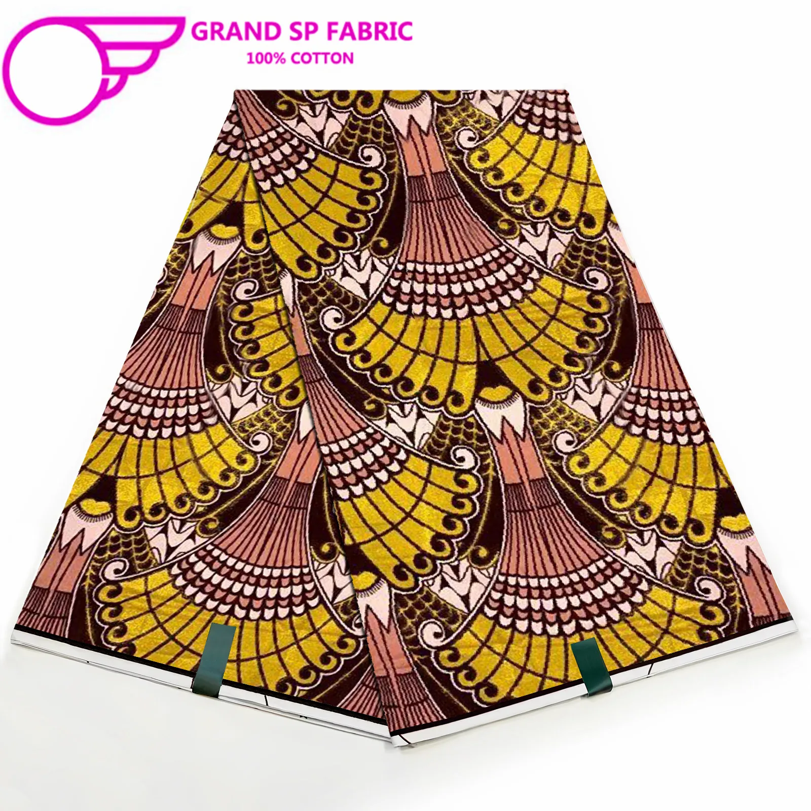 Grand Super Fabric 100% Cotton African Wax Fabric High Quality Wax Print Ankara Fabric For Sewing 6yards Women Fabric FF-14-73