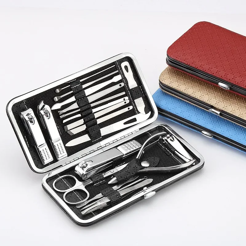 

Домашняя машинка для стрижки ногтей большого размера, набор плоскогубцев для удаления омертвевшей кожи, маленькая машинка для стрижки бровей, кожаный рукав, 19 шт.