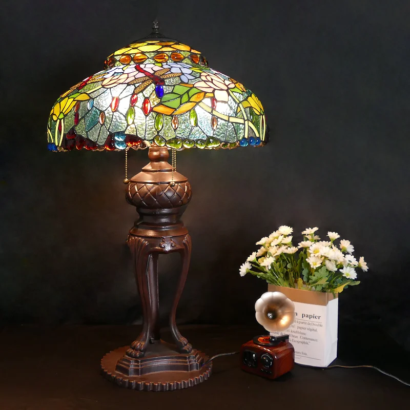 

European retro decoration nostalgic bedside lamp children's desk button switch convenient led eye protection villa hall