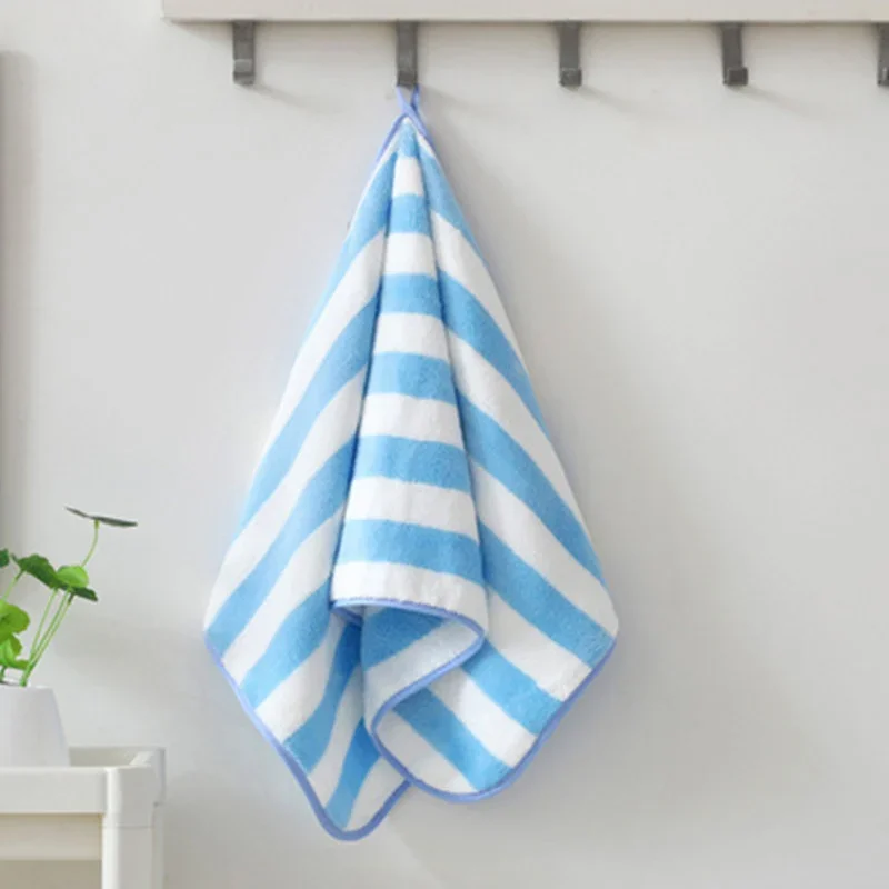 35x75cm Bath Towel Coral Fleece Microfiber Striped Adult Household Textiles Bathroom Soft Woman Sauna  Spa Absorbent Towel