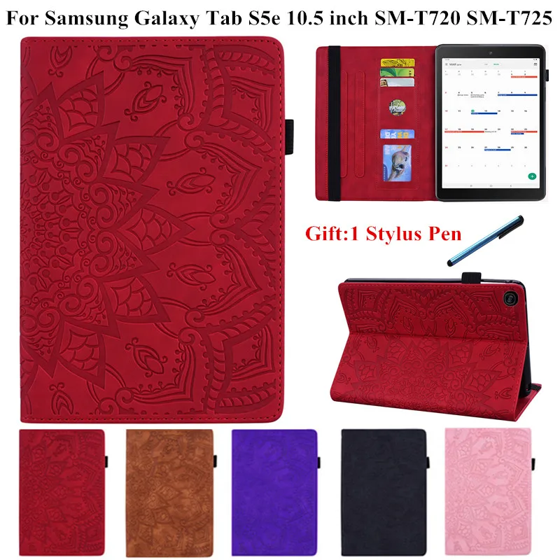 

Case for Samsung Galaxy Tab S5e 2019 SM-T720 SM-T725 3D Flower Embossed Folding Stand Shell for Galaxy Tab S5e 10 5 Tablet Cover