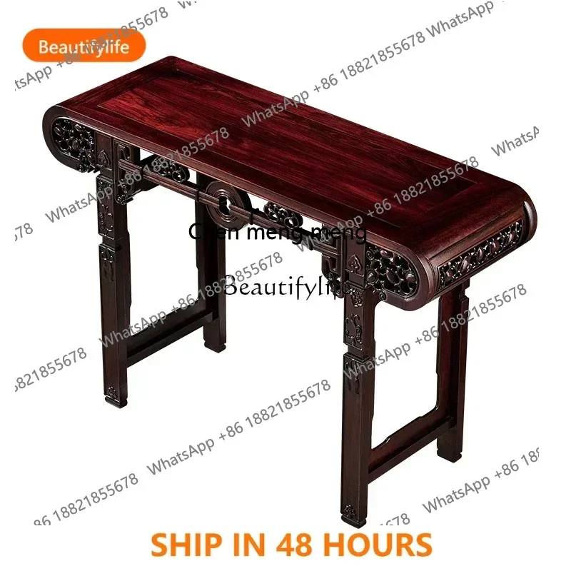 

Ming Style a Long Narrow Table Sandal Wood round Flower Stand Piano Desk Rosewood FurnitureFH H