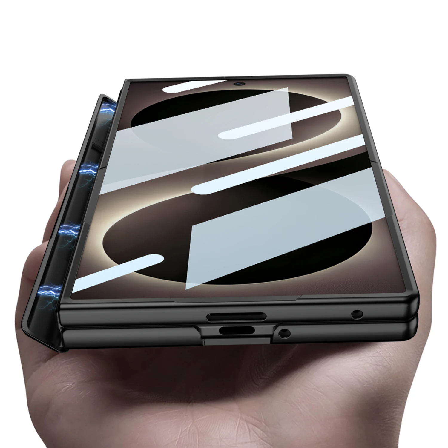 Etui na Samsung Galaxy Z Fold 8, szerokie, matowe, magnetyczne, z obsługą bezprzewodowego ładowania, z folią ochronną na zawias, odporne na wstrząsy, tylna obudowa. — zdjęcie produktu 3