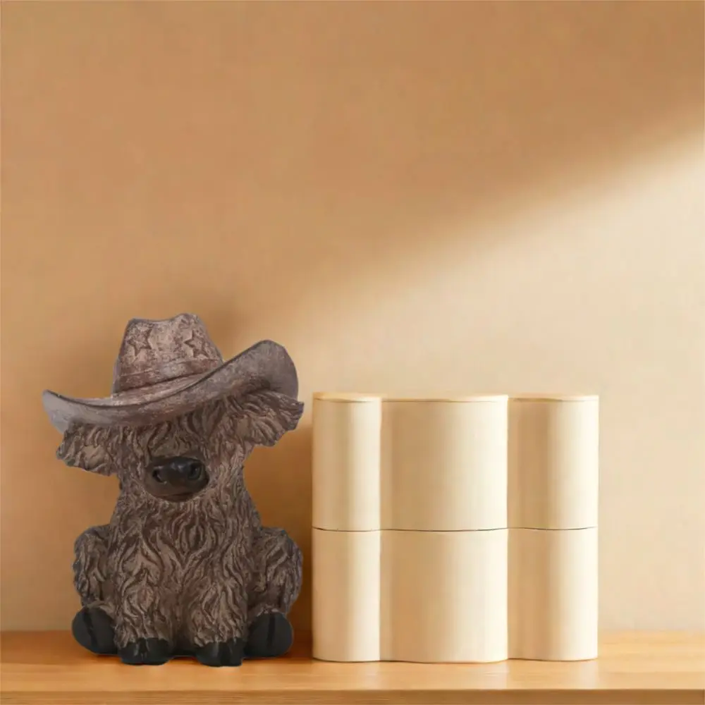 مع قبعة رعاة البقر المرتفعات البقرة تمثال ريفي واقعية المرتفعات الثور تمثال الراتنج الحرف الحيوان النحت لحديقة المزرعة #2