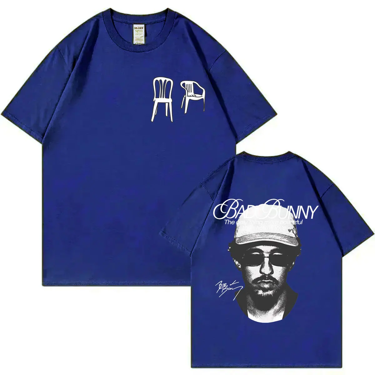 Rapper Bad Bunny Print T Shirt Hip Hop Vintage Short Sleeve T-shirt Summer Fashion Casual 100%cotton T-shirts Unisex Streetwear