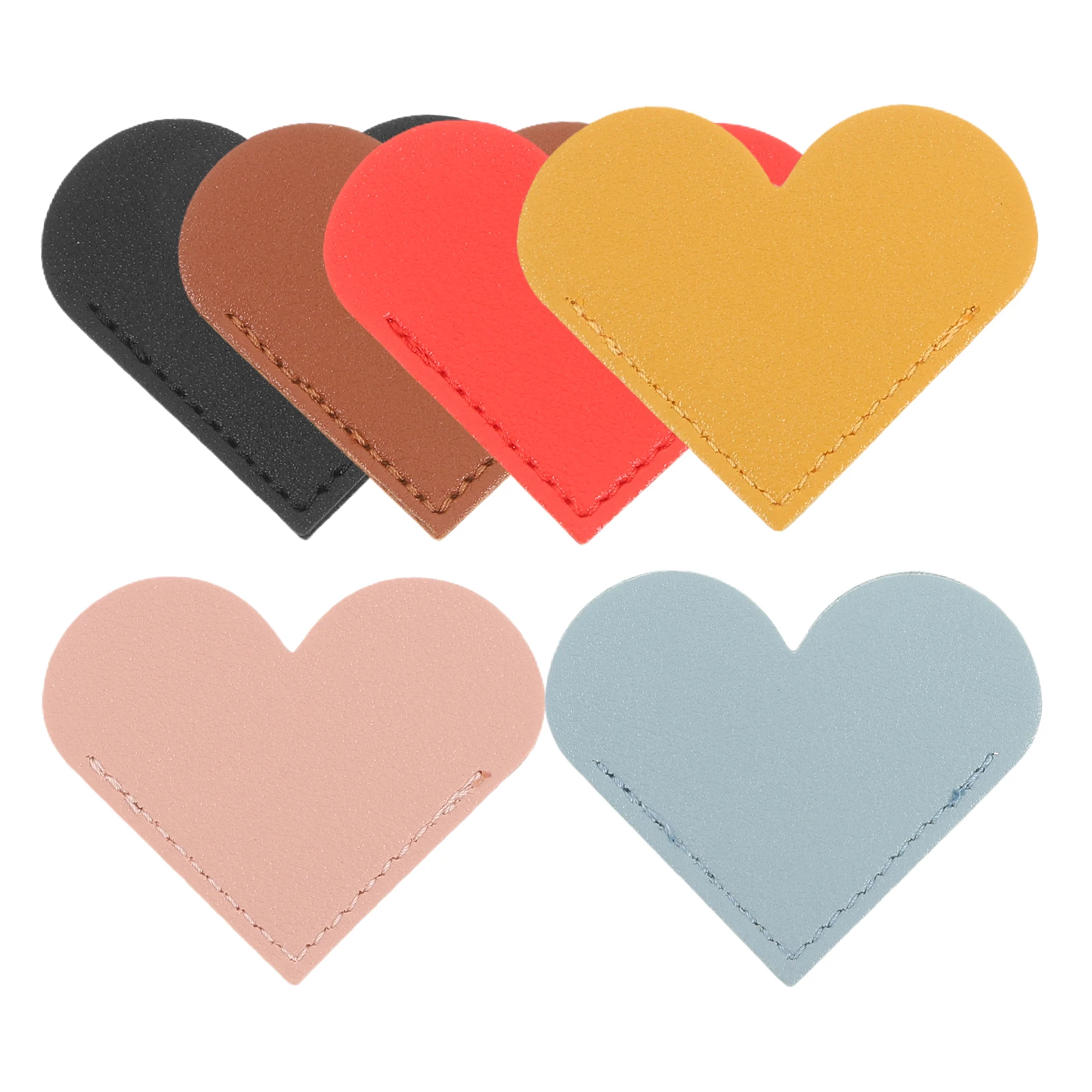 

6 Pcs Heart Shaped Bookmarks Cute Heart Corner Markers PU Elegant Design Practical Function Student Supplies