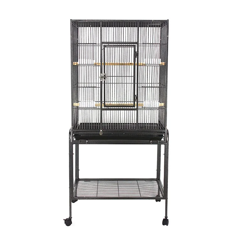 Manufacturer Bird Cage Wholesale Medium Foldable Iron Metal Cage Bird Villa Breeding Big Cage with Stand and Wheels