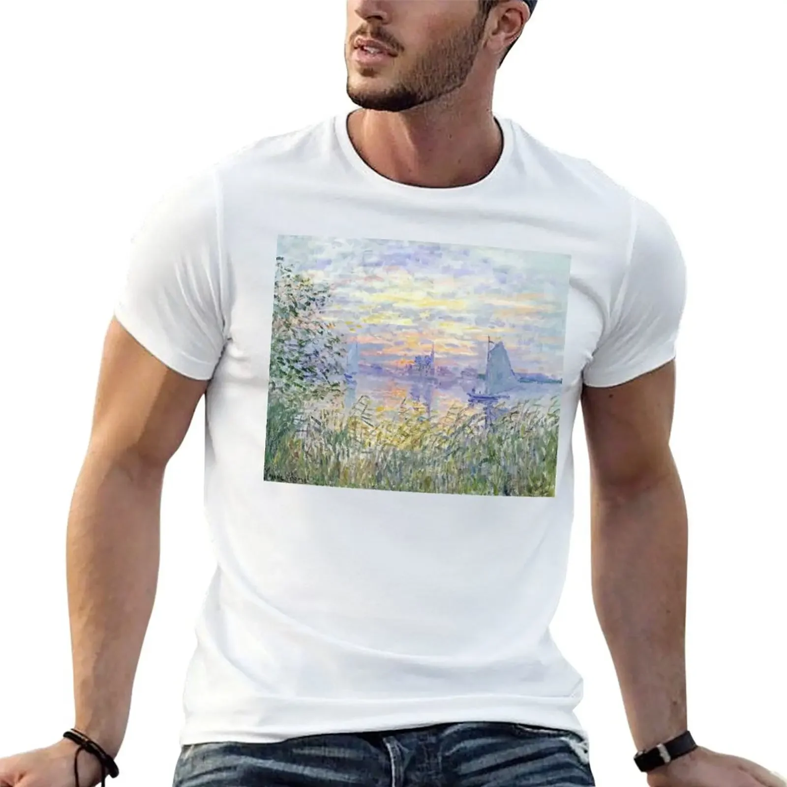 

Claude Monet 'Soleil Couchant Sur la Seine à Lavacourt' - Sunset on The Seine T-Shirt plus sizes anime tshirt mens t shirt